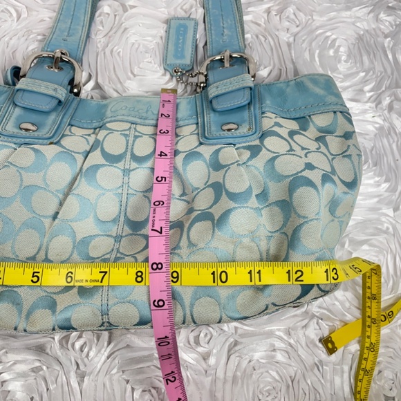 Coach F13742 Lt. Blue Soho Pleated Jacquard Tote, GUC - Picture 16 of 17